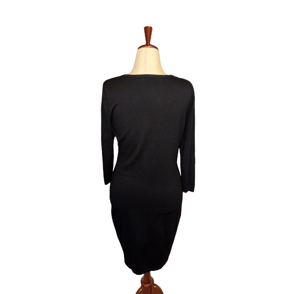 Calvin Klein black sweater dress 3/4 sleeves tags cut out sz large - Picture 4 of 6
